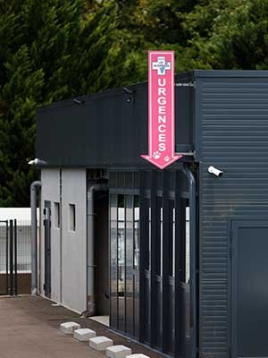 Entrée pour les urgences sur le côté du bâtiment